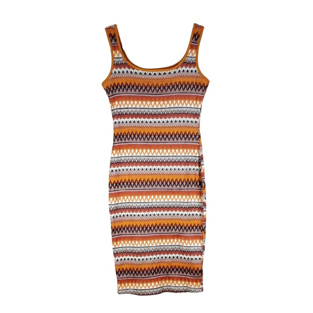 Orange Dress Women’s Small Bohemian Bodycon Beach Summer Tank Patterned Casual